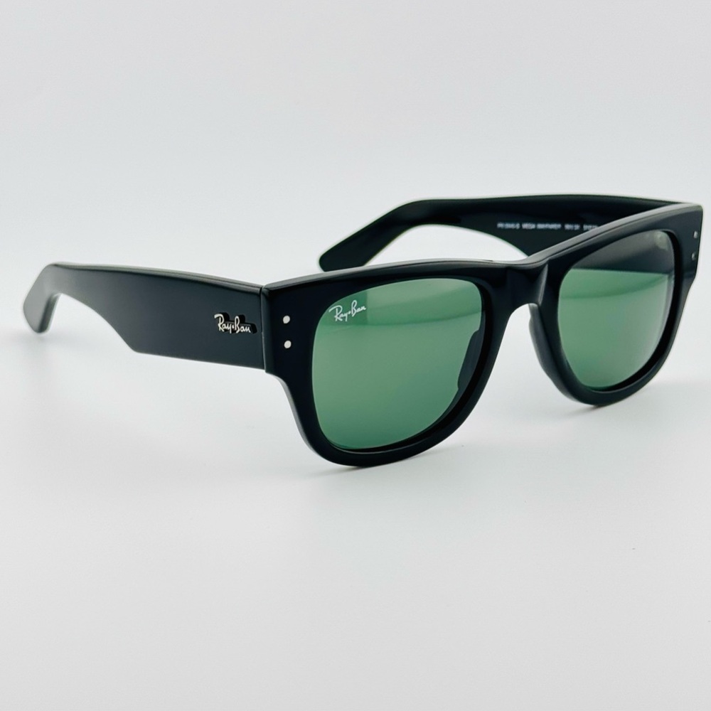Ray-Ban Mega Wayfarer Sunglasses Rb0840S Acetate Black Frame Green Lenses UNISEX - Picture 6 of 15